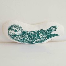 Otter Organic Cotton Canvas Gift Screen Printed Throw Pillow Cushion NWT - £31.06 GBP