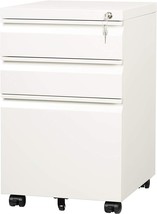 Devaise Letter/Legal Size, 3 Drawer Mobile File Cabinet Under Desk, White. - £145.47 GBP