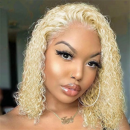 16&quot; Blonde Water Wave HUMAN 4x4 Wig - $247.02