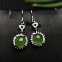 Fashion Lovely Diana round natural green jasper drop earrings Natural gemstone e - £57.38 GBP