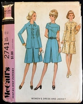 Uncut 1970s Size 38 Bust 42 Yoked Dress Jacket McCalls 2741 Pattern Plus - $6.99