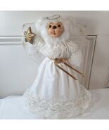Vintage Robert Raikes Angela Angel Bear Christmas Tree Topper white gold... - $38.00
