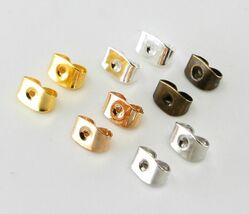 Bullet or Butterfly Push Back Earring Findings Stopper Silver Gold Antiq... - $2.44+