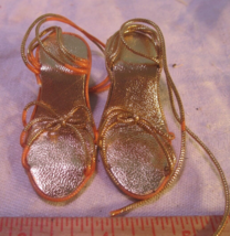 Black GOLD TIE UP High Heel Doll Shoes For Vintage LARGE FASHION DOLLS 2... - £10.79 GBP