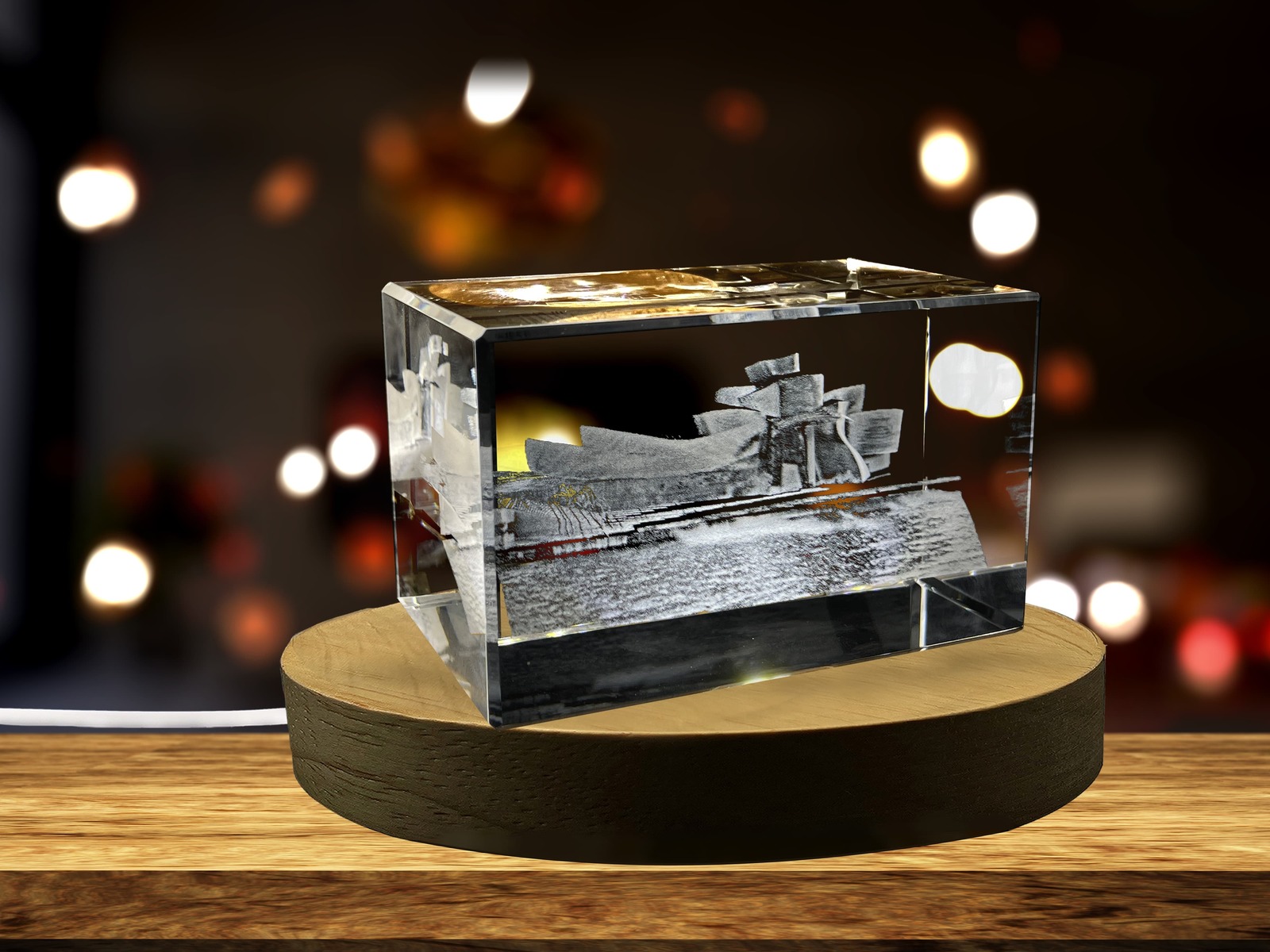 LED Base included | The Guggenheim Bilbao Spain 3D Engraved Crystal Keepsake
