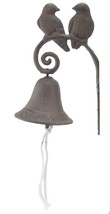 Cast Iron Dinner Bell Love Birds Distressed Brown Doorbell Outdoor Porch Decor - £14.36 GBP