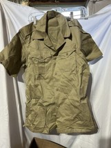 Vtg Vietnam War Era Shirt US Army Mens Khaki Short Sleeve Sm w/ Leave Form - $34.64