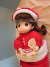 Precious Moments 1994 christmas eve stocking  Doll 16&quot; brown hair eyes N... - $25.20