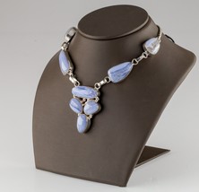 Sterling Silver Blue Lace Agate Bib Necklace 18&quot; Gorgeous! - $534.60