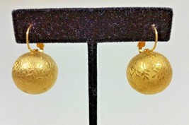 Unbranded Vintage Yellow Gold Tone Large Ball Lever Back Pierced Earrings - £78.65 GBP