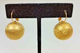 Unbranded Vintage Yellow Gold Tone Large Ball Lever Back Pierced Earrings - $99.99