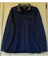 EDDIE BAUER Men&#39;s 1/4 Zip Mock Neck Size XL Pullover Heather Blue Sweats... - $33.65