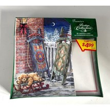 Vintage Box of 20 Prestige Collection Christmas Cards Evening Sleds Snow Teddy B - £11.19 GBP