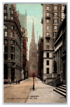 Wall Street View Trinity Church New York City NY NYC UNP DB Postcard W14 - £3.07 GBP