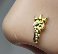 Indian nose Stud, Gold plated nose ring, corkscrew piercing ring l shape 22g - £7.96 GBP