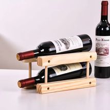 AJOHBM Wine bottle cradles, Wooden red wine rack, two layers, 2 Pcs - £13.61 GBP