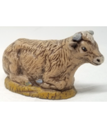 Lying Cow Figurine Ceramic Gray Horns Brown Carol&#39;s Creations Vintage - £15.09 GBP