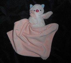 Carter&#39;s Baby White Owl Pink Peach Security Blanket Rattle Stuffed Animal Plush - £33.80 GBP