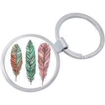 Feathers Colorful Keychain - Includes 1.25 Inch Loop for Keys or Backpack - £8.42 GBP