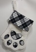 Dog/Cat Paw Print Heart Christmas Stocking  Buffalo Black Plaid Sherpa 1... - €19,54 EUR