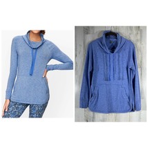 T By Talbots Pullover Fleece Shirt Funnel Neck Small Petite Heathered Blue READ  - £10.24 GBP