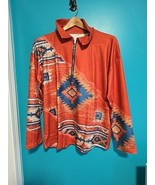New Women XL Aztec Western Horse Burnt Orange 1/4 Zip Mock Neck Top Mult... - $457.14 MXN