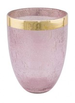 New Glass Lantern, Pink With Gold Rim, 3 7/8x3 7/8x4 11/16in, Handmade, - £12.85 GBP