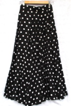 Vintage JH Collectibles Slinky Rayon Midi Skirt Polka Dot Black and White Size 4 - £14.96 GBP