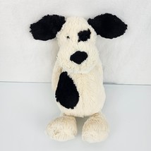 Jellycat Bashful Puppy Dog Plush Black Cream Spot 12&quot; Stuffed Animal Toy Soft - £9.45 GBP