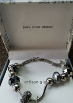 Pure Silver Plated Artisan Glass Bracelet - £17.65 GBP