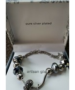 Pure Silver Plated Artisan Glass Bracelet - $427.24 MXN
