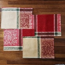 Set of 4 Fabric Christmas Placemats Plaid Red Green Gold Reversible - $23.36