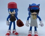 Sonic 2 Movie Sonic 4&quot; Figure Jakks Pacific lot of 2 LOOSE Baseball Glasses - £12.18 GBP