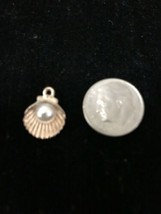 Seashell With Pearl enamel bangle Pendant charm - $12.30