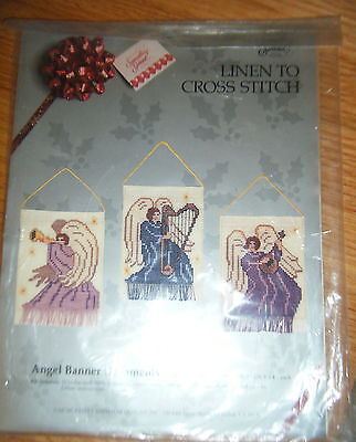 Primary image for Something Special linen to cross stitch Angel Banner ornament kit NEW