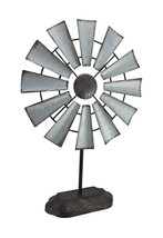 Scratch &amp; Dent Distressed Galvanized Finish Metal Tabletop Windmill Sculpture - £21.97 GBP