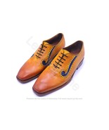 Handmade Men&#39;s Tan Patina Leather Oxfords Dress Shoes, Custom Made Forma... - $2,767.20 MXN