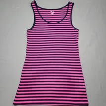 Gap Women Tank Size M Pink Stretch Preppy Navy Stripe Classic Scoop Neck Top - £9.34 GBP