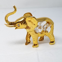 Gold Tone Metal Elephant Figurine with Faux Crystal Accents Animal Decor... - £11.97 GBP