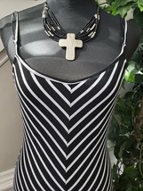 Alythea Women Black/White Striped Polyester Sleeveless Casual Long Maxi Dress L - £26.09 GBP