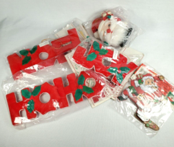Lot of 5 Vintage Christmas Holiday Ornament 1990&#39;s 4 Fabric/ 1 Wooden Jo... - £7.44 GBP