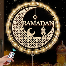 Eid Ramadan Lights Decorations for Home - 9.4In Window Eid Mubarak Moon Lights U - £16.51 GBP