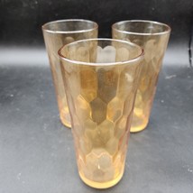 Vintage Libbey Glass Honeycomb Peach Iced Tea Glass, Beer Glass - Set Of 3 - $21.75
