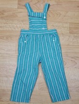 Vtg IZOD Lacoste Overalls Girls 2T Pink Green Striped Pants Preppy 100% ... - $29.74