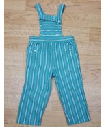 Vtg IZOD Lacoste Overalls Girls 2T Pink Green Striped Pants Preppy 100% ... - $29.74