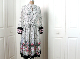 Vintage 70s Womans Dress Bleeker Street Jonathan Logan 10 Medium Long Sleeves - £35.83 GBP