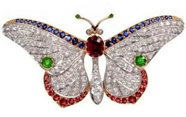 Rose Cut Diamond Butterfly 2.25ct Diamond, Multi Color Gemstones, Antique Butter - £278.97 GBP