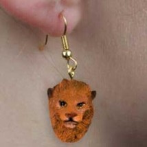 Animal Wildlife LION Head Resin Dangle Earrings...Reduced Price - £4.70 GBP