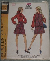 McCall&#39;s Pattern 2104 Misses Mini Skirt, Blouse and Vest Size 14 Uncut 1960&#39;s - £7.72 GBP