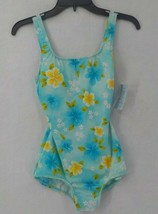 Daisy&#39;s Swimwear Girls One Piece Swim Suit Sz 10 Hawaiian Floral Pastel Blue Nwt - £12.57 GBP